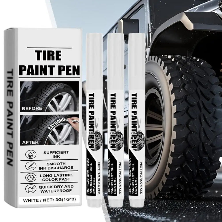 Tire Paint Pen 3X White Tire Marker Pens Marking Pens Oil Based Marker Pen Quick Dry Permanent Markers For Tire Rubber Wood