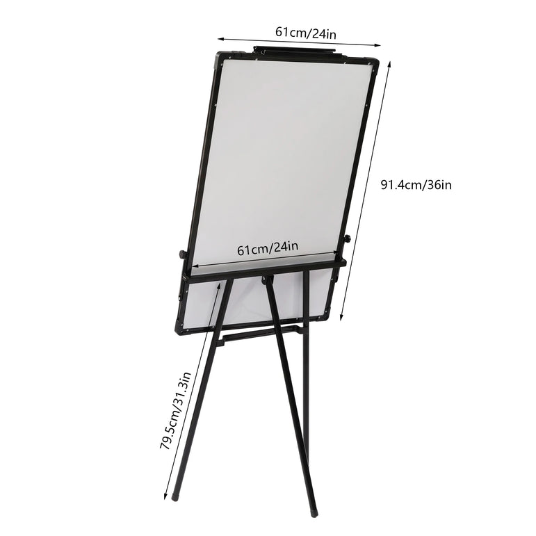36 x 24 Inches Magnetic White Board Easel Stand Black Folding Dry Erase Whiteboard Kids Doodle for Office School Home