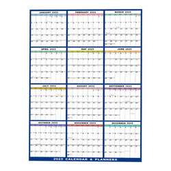 2025 Erasable Large Wall Calendar Double-sided Dry and Wet Erasable 12-month Annual Yearly Calendar for Work planner Schedule