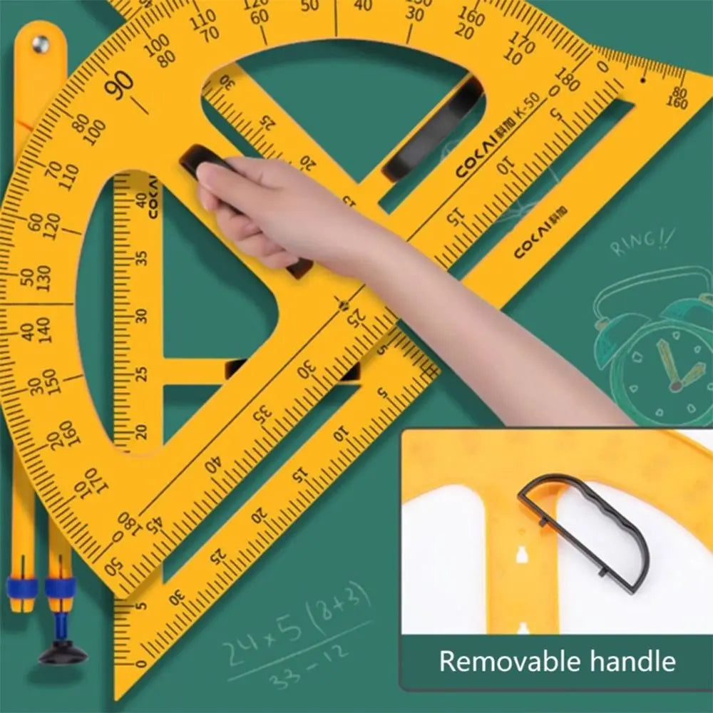 Large Triangular Ruler Professional Math Geometry Multifunction Compass Multi-Size Angle Protractor Teacher
