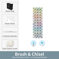 Ohuhu Honolulu New 48 Pastel Colors Marker Pen Set Alcohol Art Markers Blossoming Dual Tips Sketching Drawing School Art Supplie