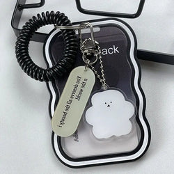 Transparent Card Holder Student Bus Campus Meal Card, 3-inch Polaroid Card Holder, Spring Pendant Keychain