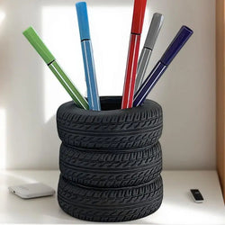 Desk Pencil Holder Organizer Tire-Shaped Desk Pen Holder Makeup Brush Holder Pen Pencil Holder Decorative Pencil Storage