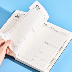 July 2025-June 2026 Planner Notebook English Agenda  A5 PU Leather Cover School Agenda Plan Weekly Monthly Diary Organizer