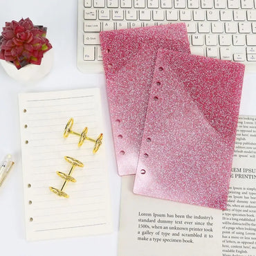 A6 Acrylic Loose-leaf Notebook Cover Glitter Transparent Binder Notebook Shell DIY Scrapbook Cover Office Stationery Supplies