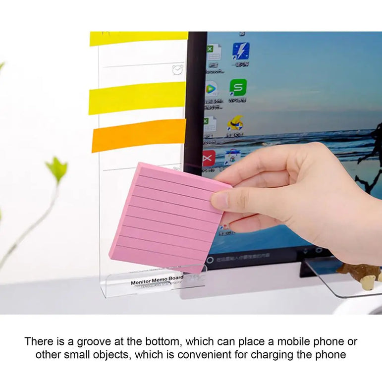 Message Memo Board PC Screen Computer Monitor Side Panel Planner Writing Record Acrylic Message Board Remind Memo Pad