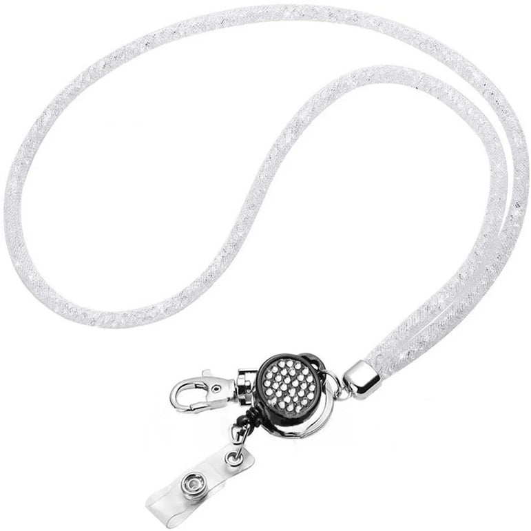 Retractable Rhinestone Lanyard Mobile Phone Case Hanging Neck Sling ID Card Holder Universal Keychain Office School Supplies