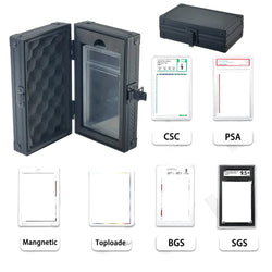 Carbon Fiber Pattern Trading Card Storage Case with Removable Dividers for PSA/BGS/CGC Graded Sports Slab Holder Box Organizer