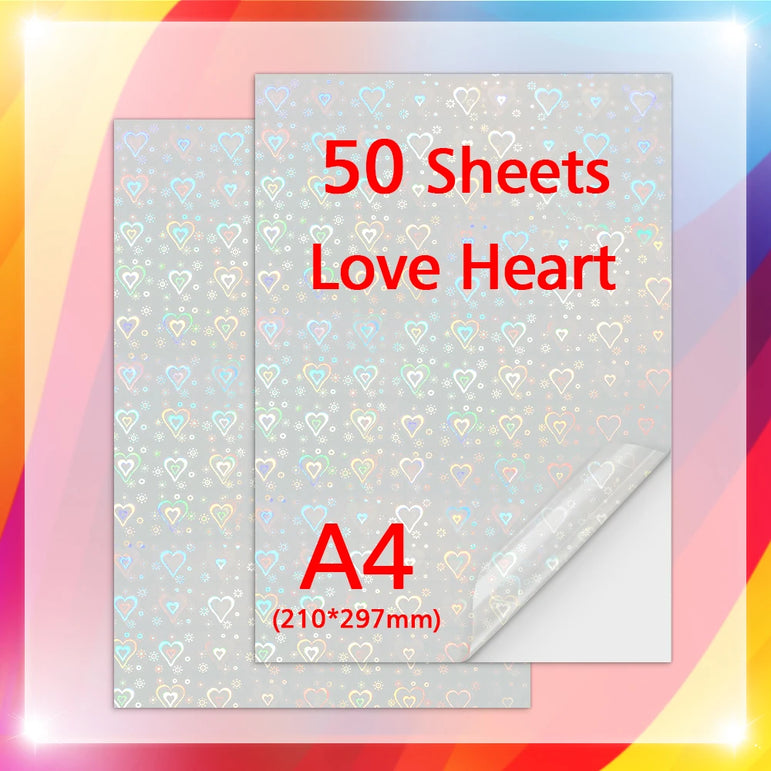 50Sheets A4 Paper Cold Laminated Film Holographic Sand Foil Glitter Glass Hot Stamping On Photo Laminating Film to Protect Photo