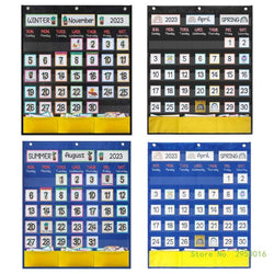 Calendar Pocket Chart for Kindergarten School Classroom with 89 Cards Monthly Calendar Pocket Chart for Kids Learning