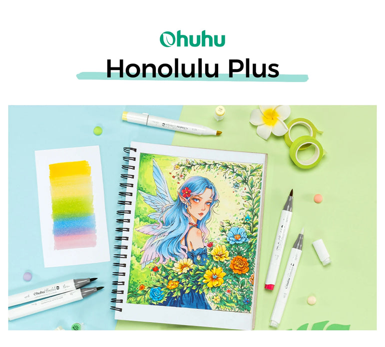 Ohuhu Honolulu Plus 36 Colors Alcohol Markers Double Tipped Art Marker Set Refillable Marker Pen Coloring Illustrations Drawing