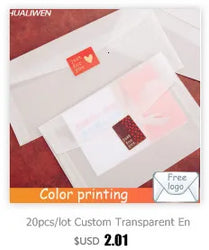20PCS/Lot Semi-transparent Sulfuric Acid Paper Envelopes For DIY Postcard Card Storage Wedding Invitation Gift Packing
