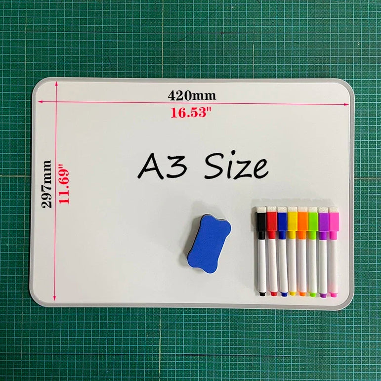 A3 Size Double-Sided Dry Erase Whiteboard Writing Drawing Painting Graffiti Family School Office Bulletin Board Message Board