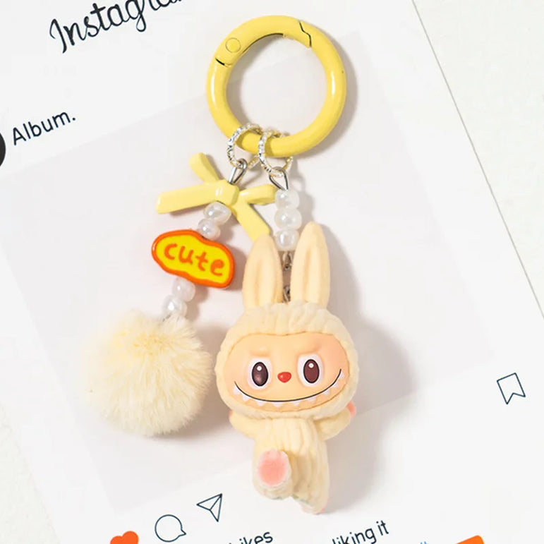 Labab Flocking Plush Toys Keychains Pendants Cute and Adorable Mobile Phone Chains Bags Pendants Couple's Small Gifts