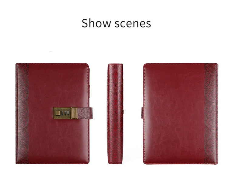 Diary A5 Notebook with Lock Journal Binder Notepad Ring Bullet Note Book Office Agenda Planner Spiral Retro Stationery Organizer