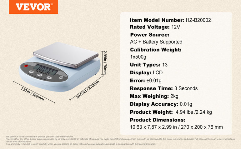 VEVOR Analytical Balance 600x 0.01g Accuracy High Precision Lab Scale LCD Display Digital Jewelry Weighing Scale for Lab Jewelry