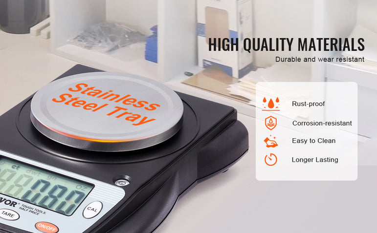 VEVOR Analytical Balance 600x 0.01g Accuracy High Precision Lab Scale LCD Display Digital Jewelry Weighing Scale for Lab Jewelry