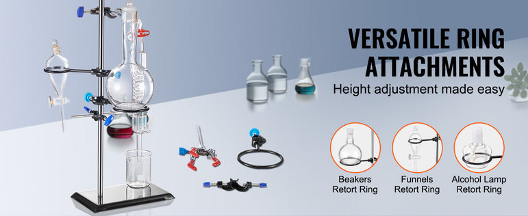 SucceBuy Lab Stand Support Laboratory Retort Support Stand Set Steel Lab Stand 23.6" Rod and 8.3" x 5.3" Cast Iron Base w/ Clamp