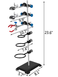 VEVOR Laboratory Support Stand Rack With 3 Adjustable Clips and 3 Hoods School Supplies Stainless for Chemical Biology Teaching