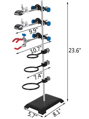 VEVOR Laboratory Support Stand Rack With 3 Adjustable Clips and 3 Hoods School Supplies Stainless for Chemical Biology Teaching