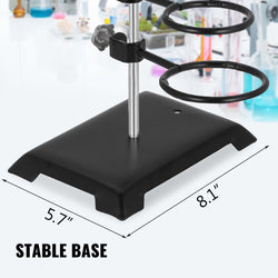 VEVOR Laboratory Support Stand Rack With 3 Adjustable Clips and 3 Hoods School Supplies Stainless for Chemical Biology Teaching