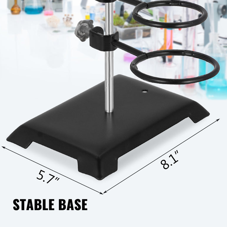 VEVOR Laboratory Support Stand Rack With 3 Adjustable Clips and 3 Hoods School Supplies Stainless for Chemical Biology Teaching