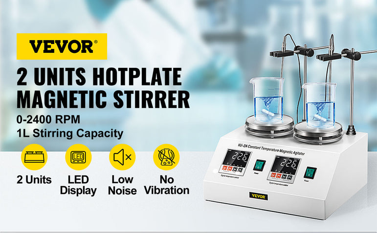 VEVOR 1/2/4/6 Heads Magnetic Agitador With Hot Plate Vortex Electric Shaker Mixer Portable Blender Stirrer Bar for Chemical Lab
