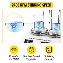 VEVOR 1/2/4/6 Heads Magnetic Agitador With Hot Plate Vortex Electric Shaker Mixer Portable Blender Stirrer Bar for Chemical Lab