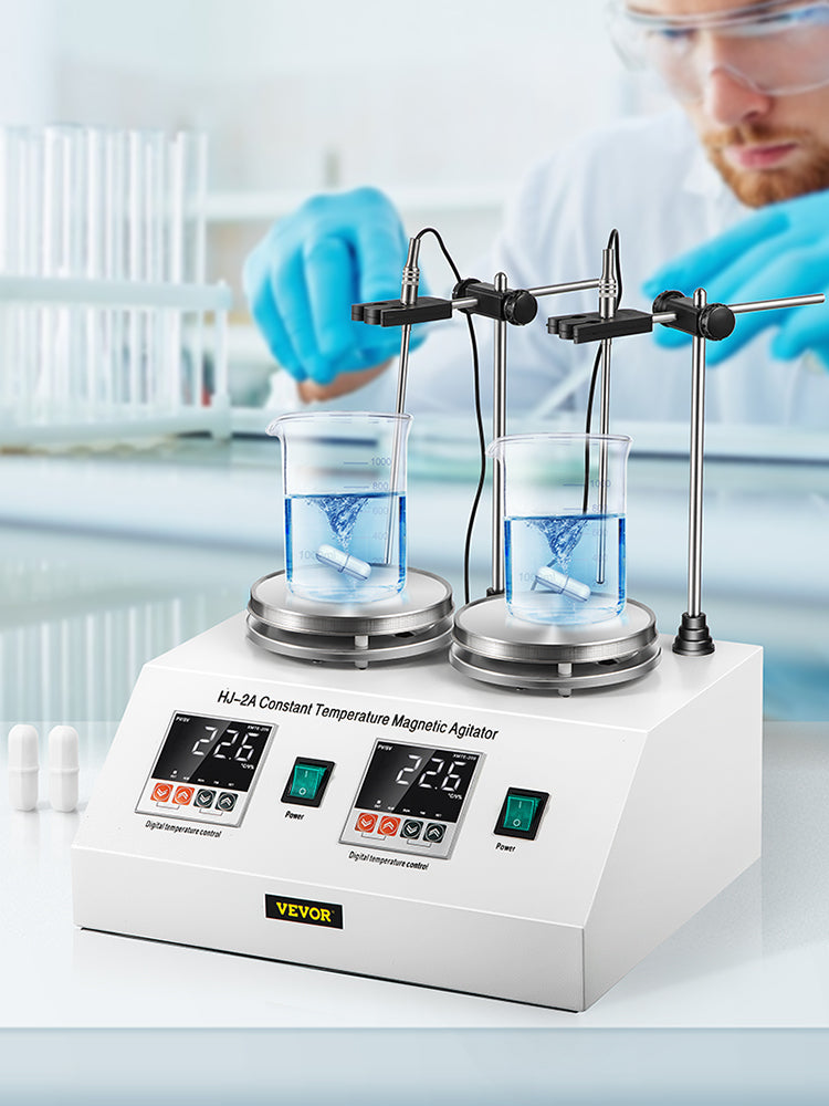 VEVOR 1/2/4/6 Heads Magnetic Agitador With Hot Plate Vortex Electric Shaker Mixer Portable Blender Stirrer Bar for Chemical Lab